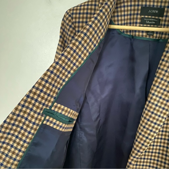 J. Crew Alfie Honey Plaid Italian Wool Stretch Blazer Size 10 NWOT Tollegno 1900 - Picture 10 of 16